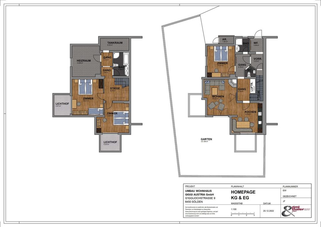 Floor plan for the lower apartment and ground floor at Giggi Hytten
